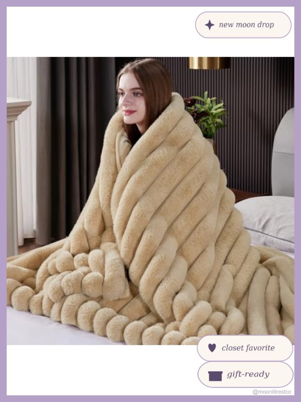 1000GSM Thick Faux Rabbit Fur Throw Blanket Double-Sided Plush 80x90